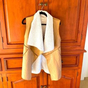 Shearling faux suede vest